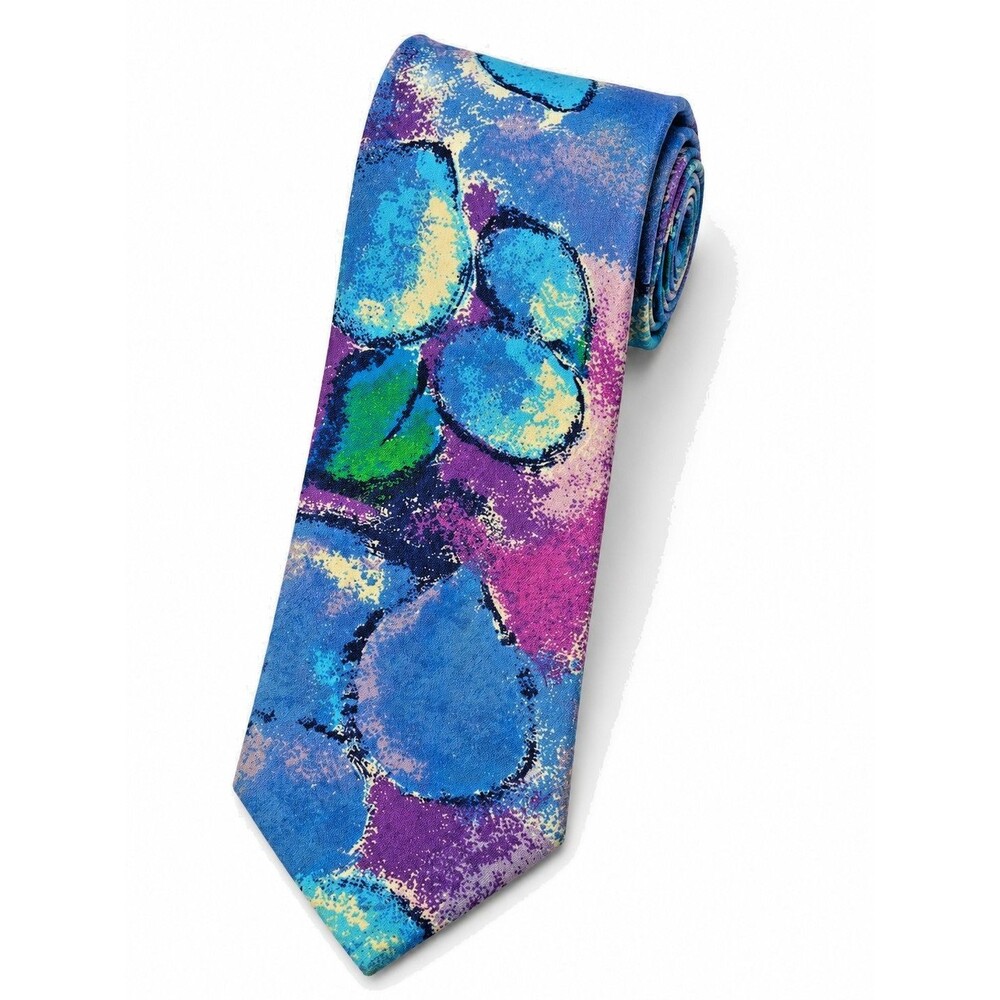 James McConvey 100% Cotton Tie Made in Ireland Abstract Multi Color Purple Blue